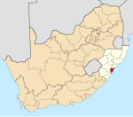 Map of South Africa with eThekwini highlighted (2011)